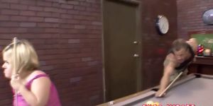 Ugly midget playing pool