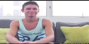 Cute bright eyed teen sucks at gaycastings and rides dick