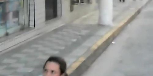 Kinky Maria caught in the kinky outdoor public pissing