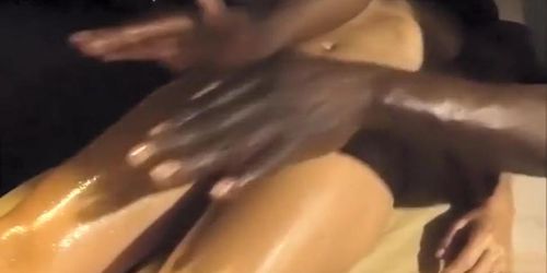 Seductive girlfriend's pelvis gets massaged by black man (Black Stallion, Sarah Lollypop)