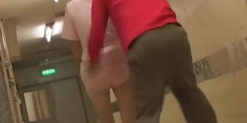 Unexpected sharking made the cute nurse feel shocked