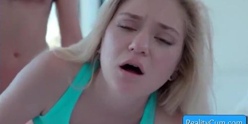Sexy and horny blonde teen Chloe Foster suck huge fat dick and get her pussy pounded hard doggy style