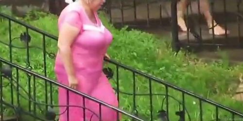 Grannies Public Bathing in See Through Clothes - Voyeur