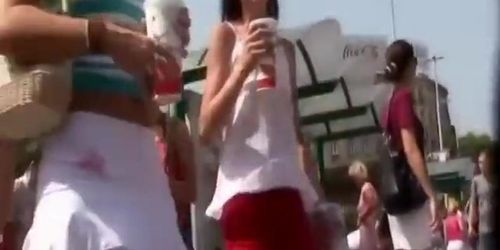Voyeur couldn't wait to see her ass (Little butt)