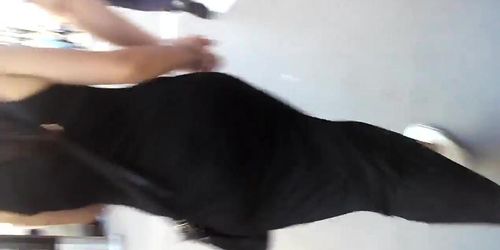 black dress kinda see thru black thong