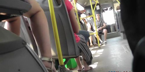 Sexy upskirt shows appetizing ass filmed in the bus