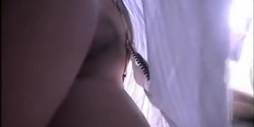 Beauty with no panties on looks good in uppie footage