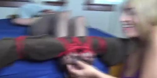 TheTickleRoom - Megan Jones VS Perla Who is MORE ticklish Pt 1 Perla in Nylons and Screaming!!!