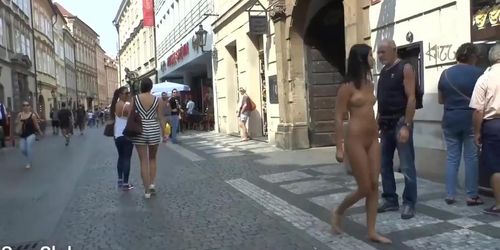 Lady Dee - Nude Walk in Public, Prague Street