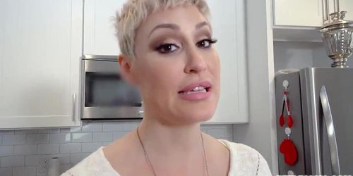Stepson fucks her stepmother Ryan Keely from behind on the kitchen counter and makes a hot porn video