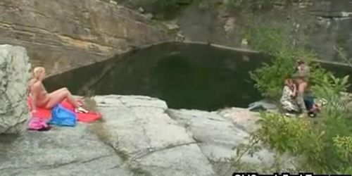 OLD COUPLE FUCK TEEN - Fishing trip with a threesome