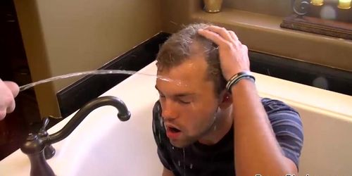 BOYS-PISSING - Cute bottom gay Preston Ettinger peed on and fucked in orgy (Dustin Fitch, Jacob Marteny, Patrick Kennedy)