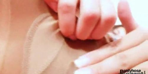 Busty Adriana pantyhose fetish masturbation with nylons
