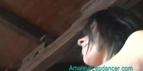 AMATEUR LAPDANCER - No Sound: 23y.o. brunette Dana lapdance for a huge dick