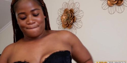 Ebony Amateur African Girl Gets Her Nips Swinging Hard