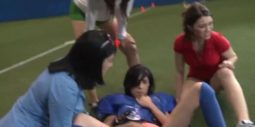 Alexis Rodriguez, Giulana, Angel Del Rey, and Lilly - lesbian - face sitting - gym - group sex - masturbation - Latina - workout