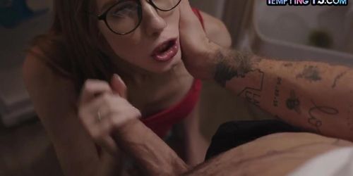 TEMPTING TS - Trans beauty sucking before barebacking with boyfriend