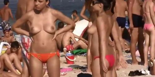 Topless in beach compilation