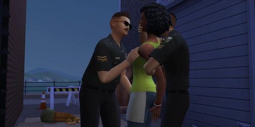 Ebony Barmaid Entertaining Two Cops At The Back Alley (Promo) | The Sims/ 3D Hentai