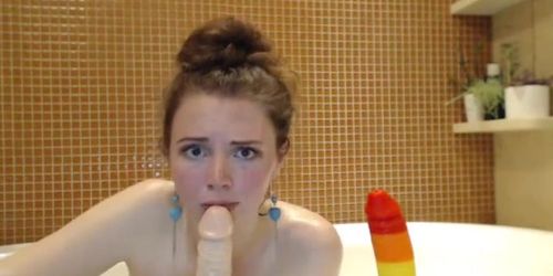 suck and screw rainbow dildo