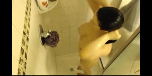 while my stepsister showers I cum (Into My)