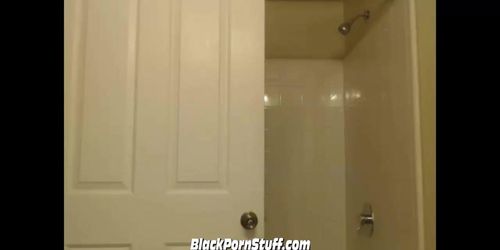Sexy Skinny Ebony Teen Girl Taking A Shower Showing Ass