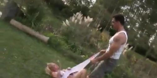 Blonde Ripped in Backyard (Sandra Storm, Sandra Sturm)