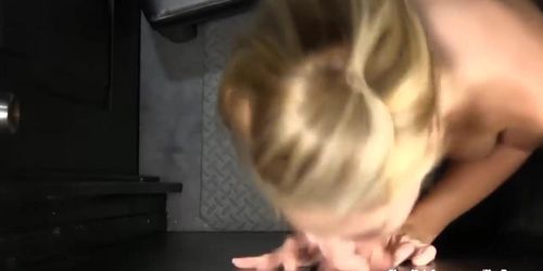 Gloryhole Secrets Blonde is amazing at sucking dick POV 1