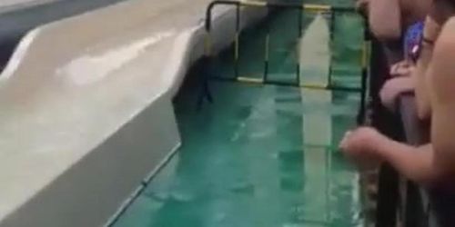 BOOB FLASH IN WATER SLIDE