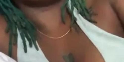 FaceTime flash ebony at home in bed