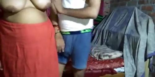 hot mature amateur married aunty standing fucking with professor in her house desi horny indian aunty in sexy saree blouse and p