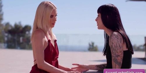 Teen hot lesbian horny girls Aiden Ashley, Goth Charlotte kissing with tongue very tender outside (Alexa Popnik, Charlotte Sartre, Malibu Candi)