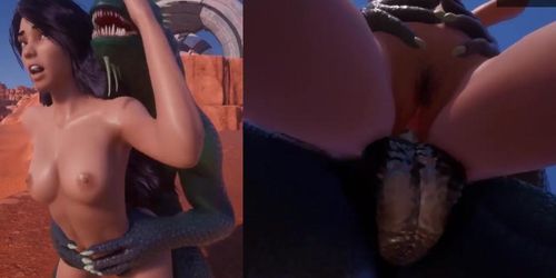 Furry Porn Animation - Lizard Fucks Woman - Wild Life