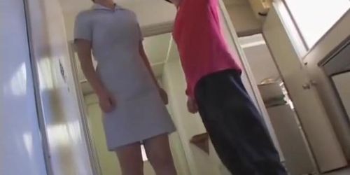 Long legs bared off at the Japanese sharking action