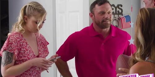 Stepdads Miles and Peter swap and bang stepdaughters hard and deep (Krissy Knight, Macy Meadows)