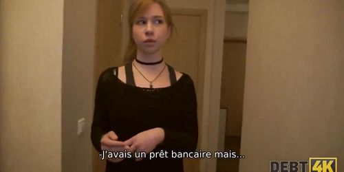 Debt4k. Cutie lost a job and only has one currency left - her teenage body to pay off the debt