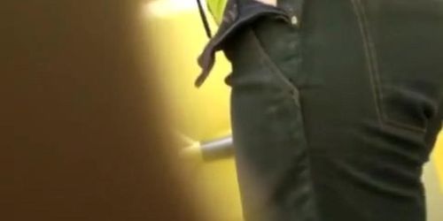 Woman caught by hidden camera in public portable