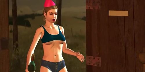 Giantess new Years Party Girl Butt Crush & Fart on Shrunken Man