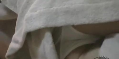 Beautiful asian chick with hairy twat masturbates like crazy