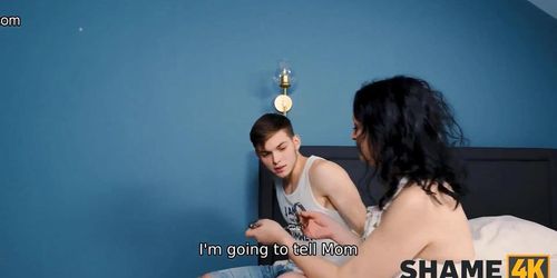 SHAME4K. Well-set youngster makes love to brunette woman in the bedroom