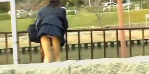 Upskirt compilation video with many Asian schoolgirl being taped in the right moment