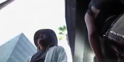 Upskirt and no bra dress woman
