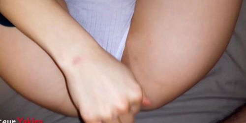 TEASING a teen skinny in sexy panties !! Cum on panties CLOSE UP !! (Cum_Panties)