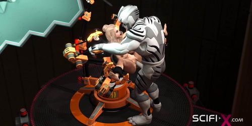 SCIFI-X - Busty sexy blonde and extreme sex with an android in the sci-fi lab