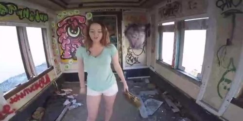 big boobs redhead teen fucked for cash in abandoned train pov big tits romantic facial big ass