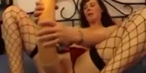 She fucks the giant pumpkin in her huge pussy