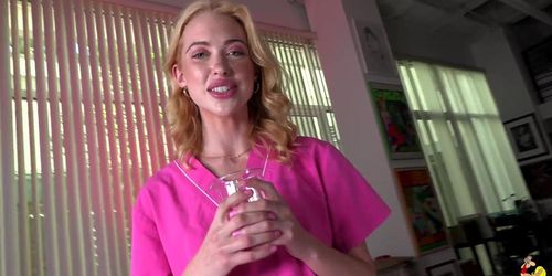 Chloe Cherry stars in the point-of-view anal video A Sperm Bank Nurse House Call!