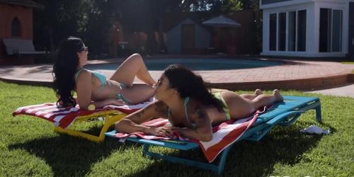 Lucas outdoor threesome with Vanessa and Queenie (Lucas Frost, Queenie Sateen, Vanessa Sky)