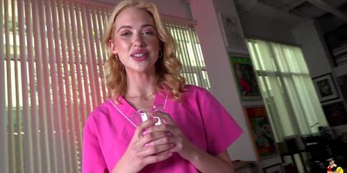 Cute Babe Petite Blonde Chloe Cherry Makes House Calls As A Sperm Bank Nurse And All 3 Holes Open! (Chloe Couture)