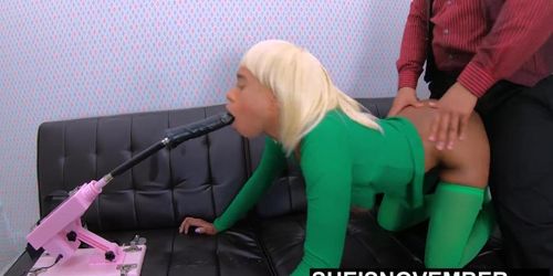 Step Daughter Penetrated By Kinky StepFather & Fuck Machine Smash Her Mouth In Green Stockings & Nipples Out by Sheisnovember (Msnovember)
